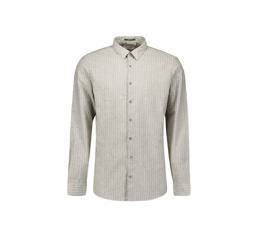 Shirt Vertical Small Stripe With Linen Taupe (31470227SN - 044)
