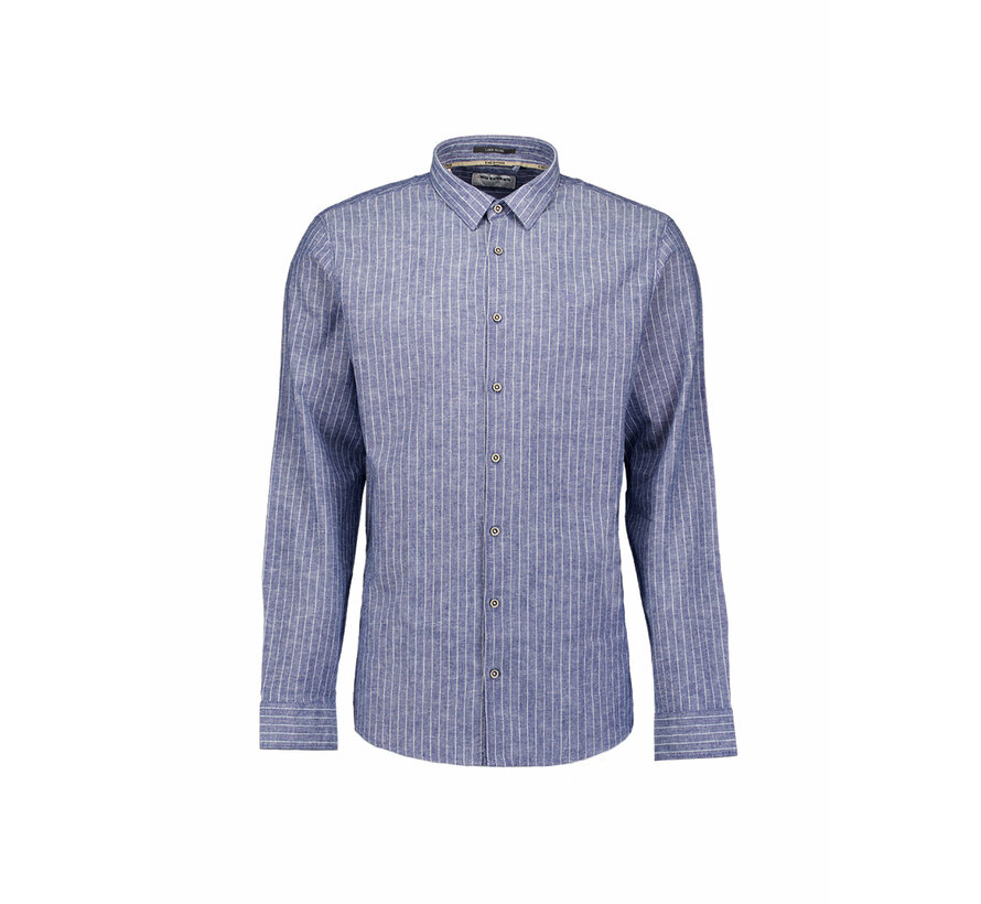 Shirt Vertical Small Stripe With Linen Indigo Blue (31470227SN - 136)