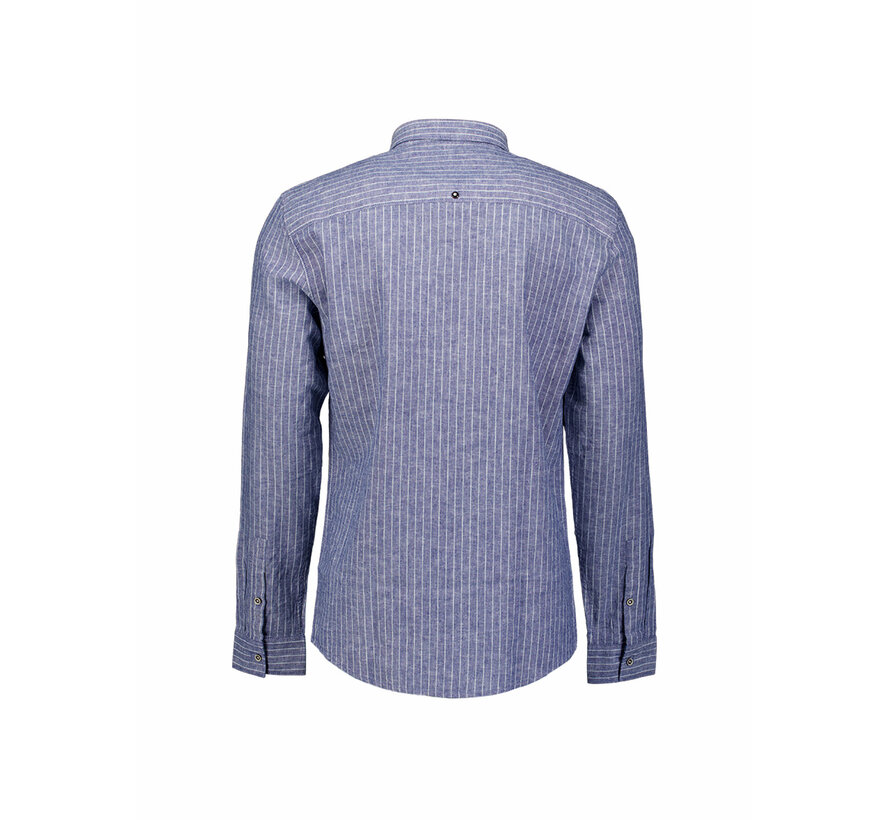 Shirt Vertical Small Stripe With Linen Indigo Blue (31470227SN - 136)