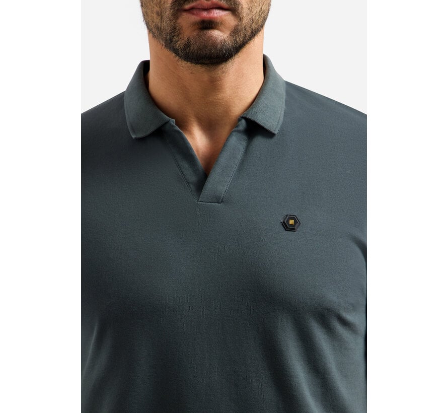 No Excess Polo Short Sleeve V-Collar Basic Dark Steel (31380202SN - 124)