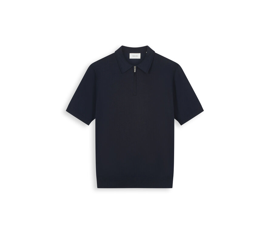 Pure Path Knitted Half-Zip Polo Faded Navy (26010810 - 57)