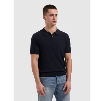 Pure Path Pure Path Knitted Half-Zip Polo Faded Navy (26010810 - 57)