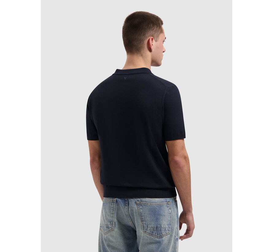 Pure Path Knitted Half-Zip Polo Faded Navy (26010810 - 57)