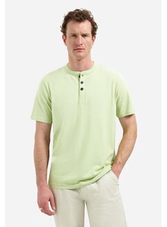 No Excess No Excess T-Shirt Granddad Half Button Melange Green (31340316 - 050)