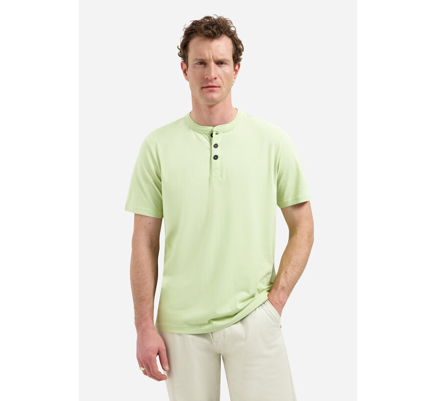 No Excess T-Shirt Granddad Half Button Melange Green (31340316 - 050)