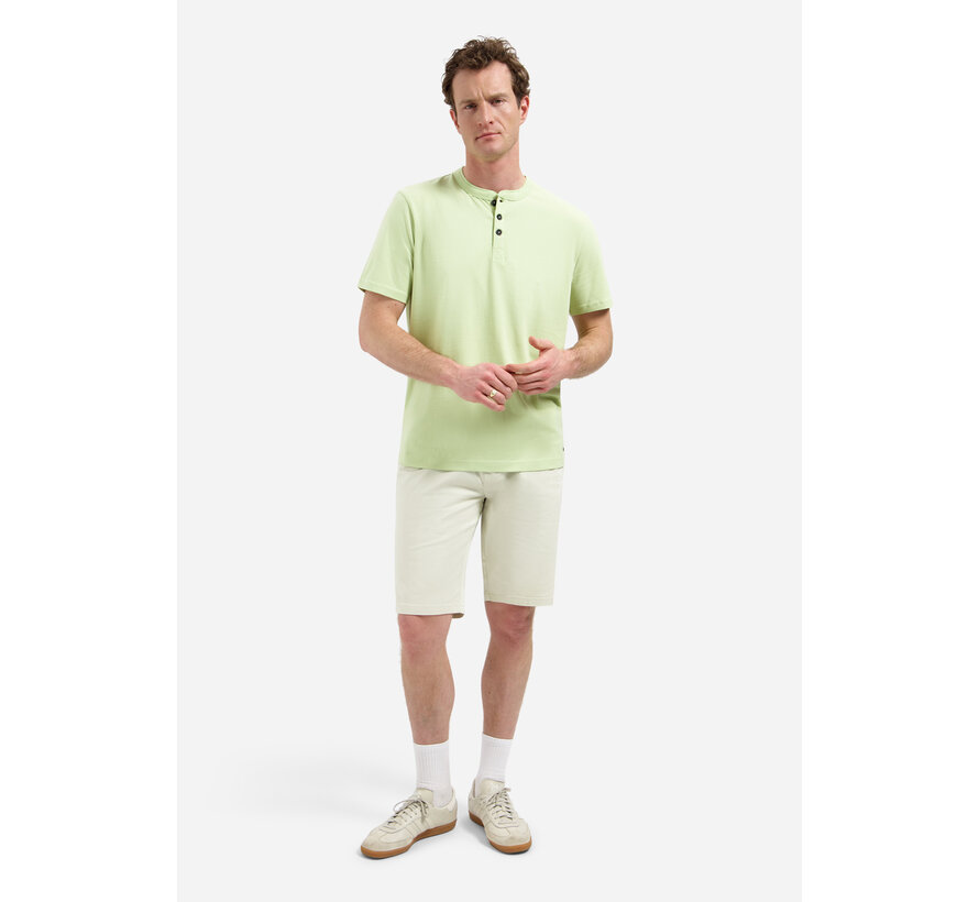 No Excess T-Shirt Granddad Half Button Melange Green (31340316 - 050)