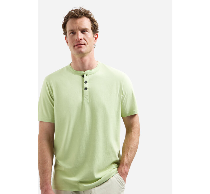 No Excess T-Shirt Granddad Half Button Melange Green (31340316 - 050)