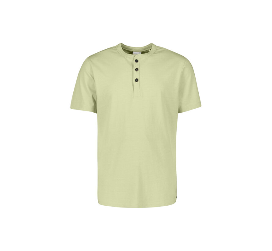 No Excess T-Shirt Granddad Half Button Melange Green (31340316 - 050)