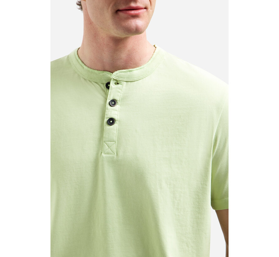No Excess T-Shirt Granddad Half Button Melange Green (31340316 - 050)