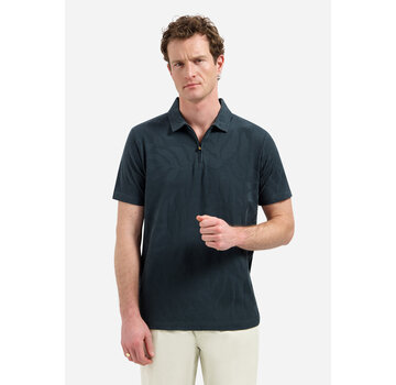 No Excess No Excess Polo Half Zip Short Sleeve Jacquard Dark Steel (31380312 - 124)