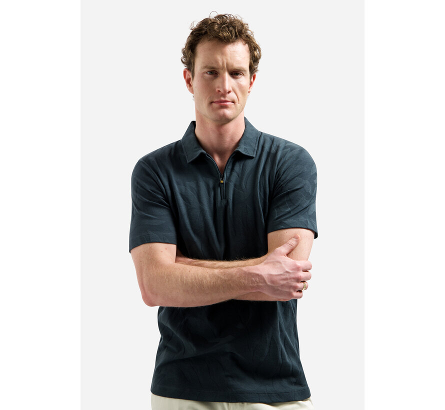 No Excess Polo Half Zip Short Sleeve Jacquard Dark Steel (31380312 - 124)