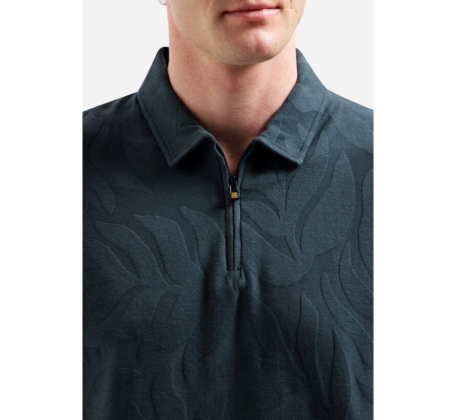 No Excess Polo Half Zip Short Sleeve Jacquard Dark Steel (31380312 - 124)