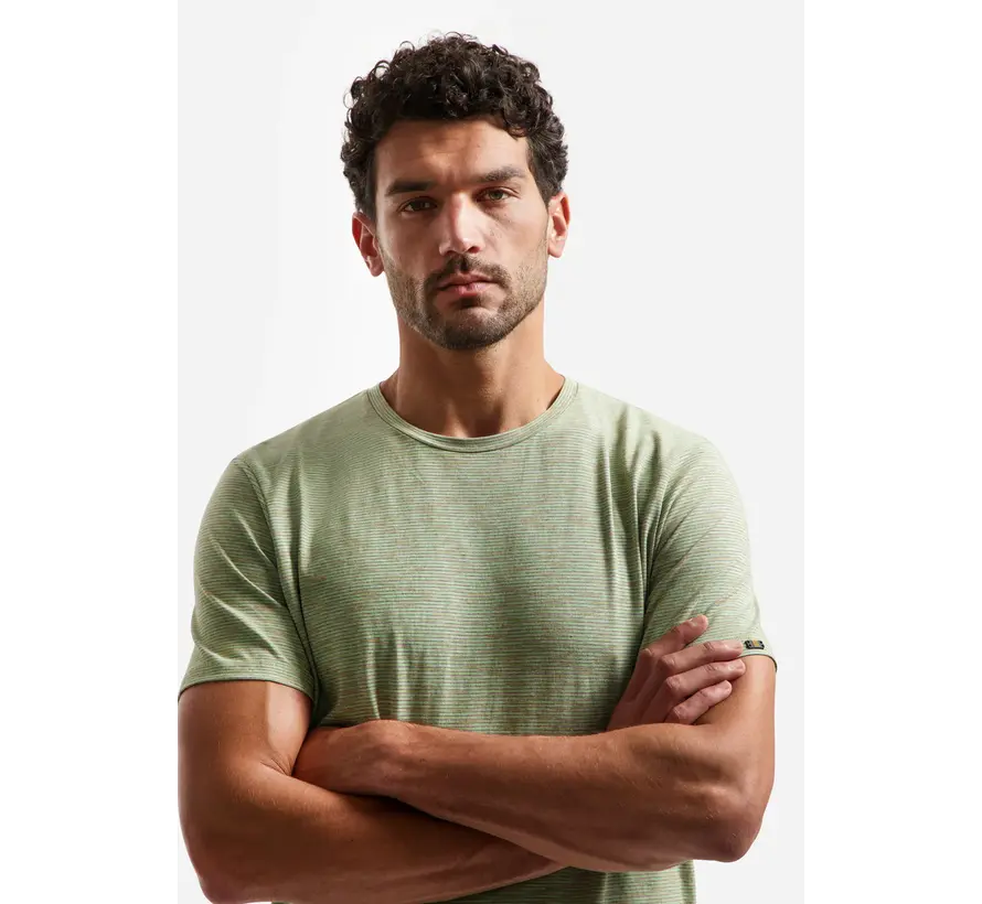 No Excess T-Shirt Crewneck Space Dyed Stripe Green (31350307 - 050)