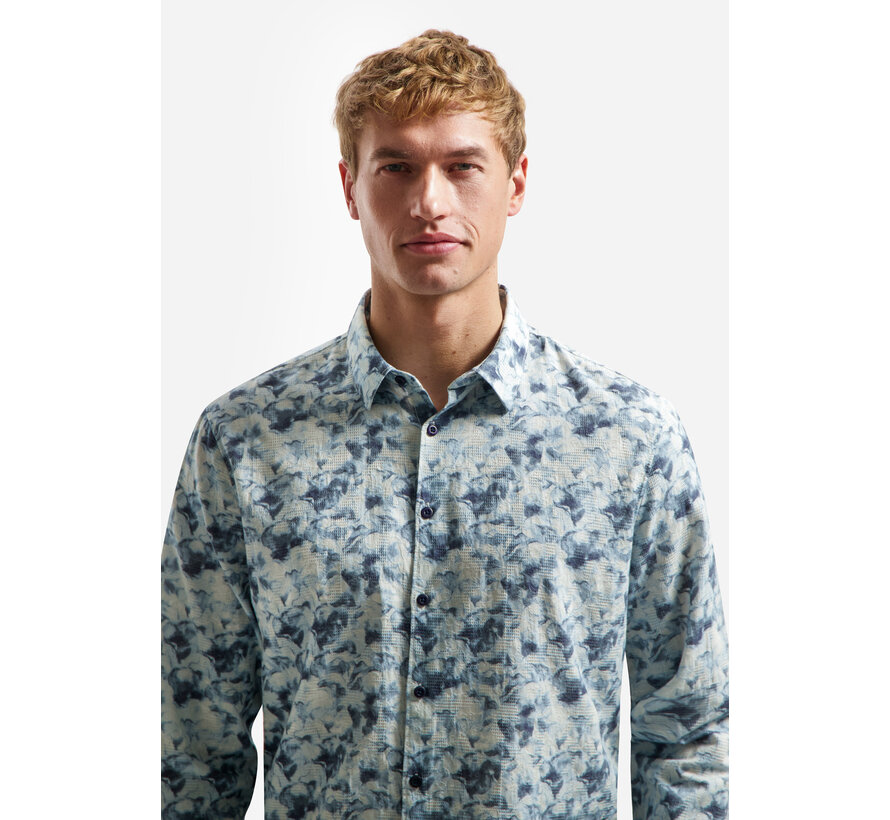 No Excess Shirt Allover Printed Yarn Dyed Dobby Blue (31430120 - 030)