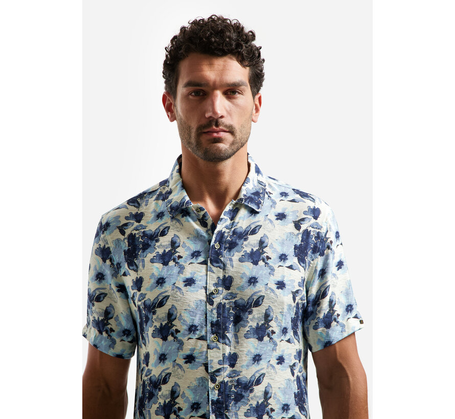 No Excess Shirt Short Sleeve Stretch Allover Printed Blue (31460340 - 030)