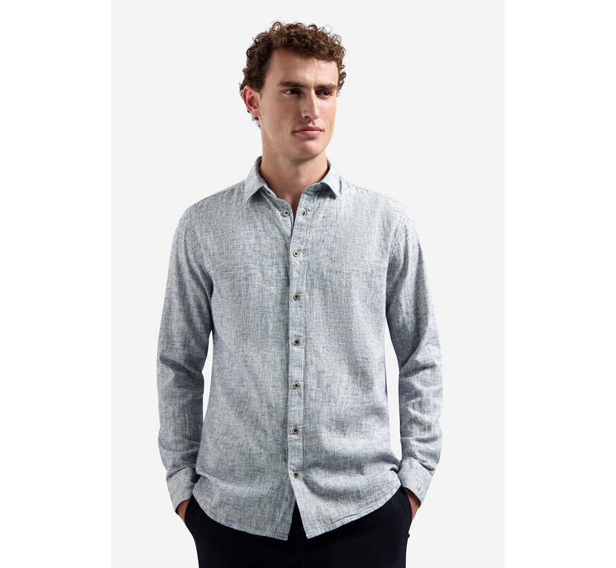 No Excess Shirt Two Tone With Linen Indigo Blue (31470223 - 136)