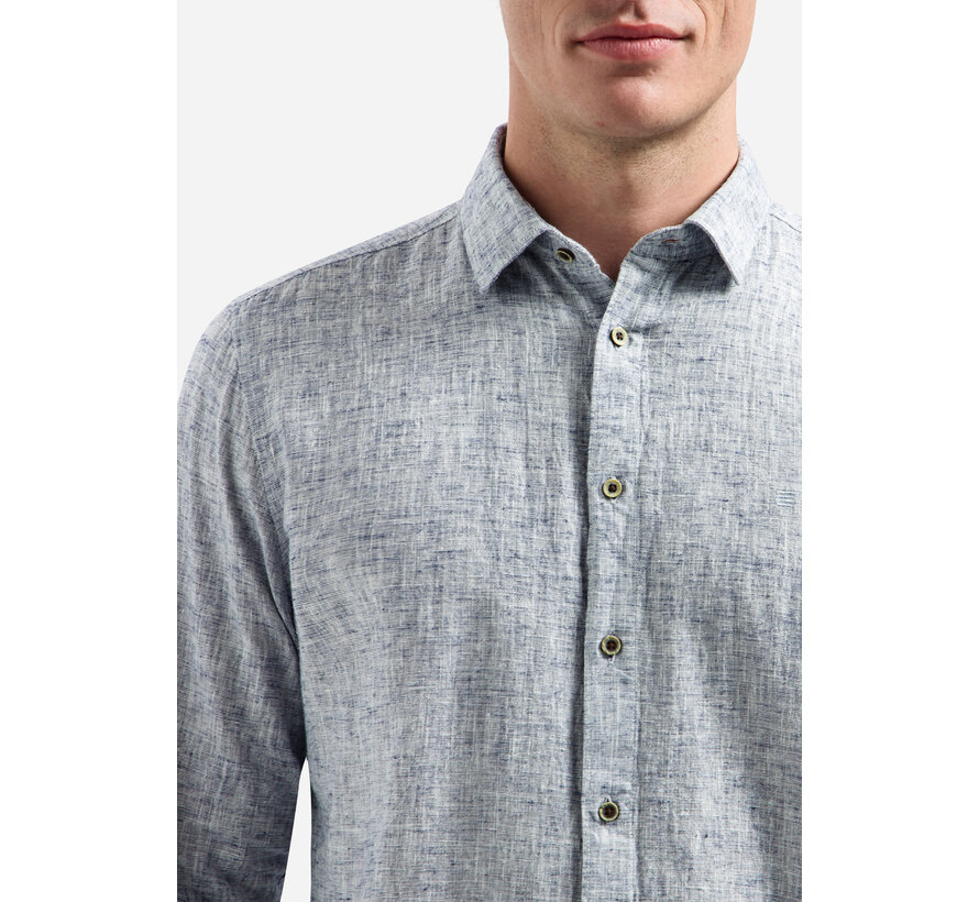 No Excess Shirt Two Tone With Linen Indigo Blue (31470223 - 136)