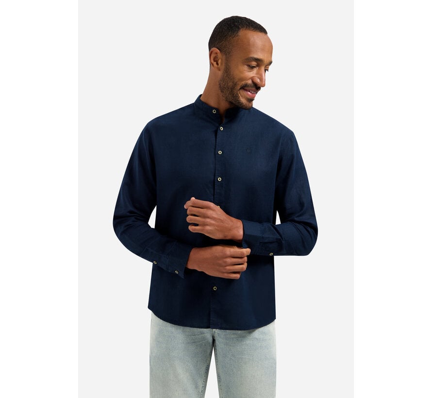 No Excess Shirt With Linen Granddad Night (31470218SN - 078)