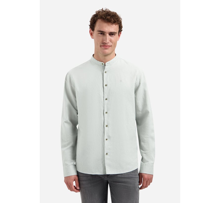 No Excess Shirt With Linen Granddad Dusty Green (31470218SN - 159)