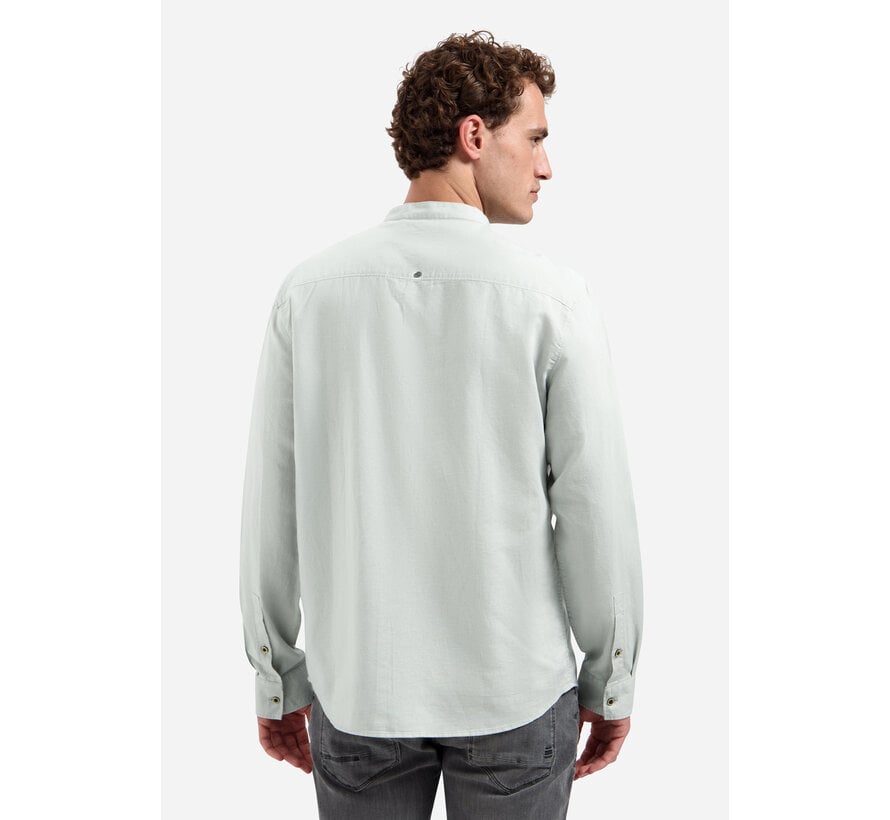 No Excess Shirt With Linen Granddad Dusty Green (31470218SN - 159)