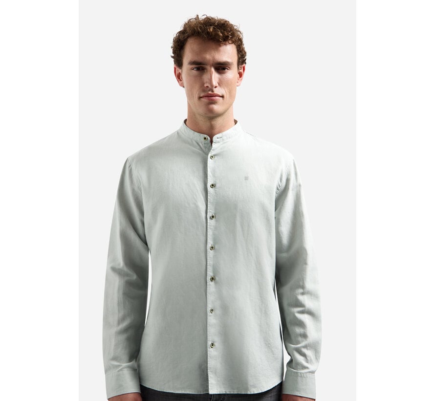 No Excess Shirt With Linen Granddad Dusty Green (31470218SN - 159)