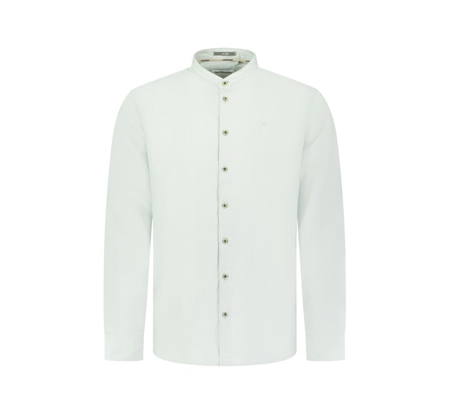 No Excess Shirt With Linen Granddad Dusty Green (31470218SN - 159)