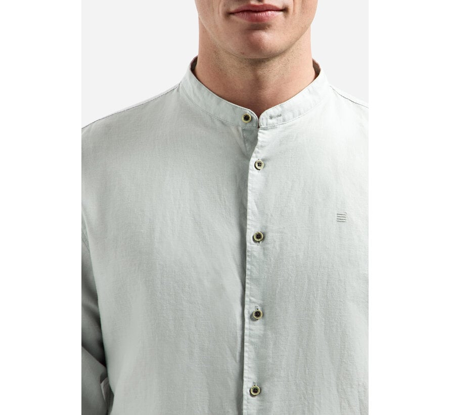 No Excess Shirt With Linen Granddad Dusty Green (31470218SN - 159)
