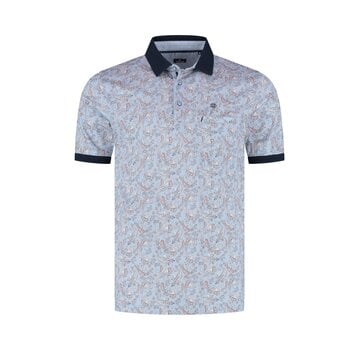 Fellows United Fellows United Polo Paisley 3 Digital Print Mid Blue (61.3630 - 116)