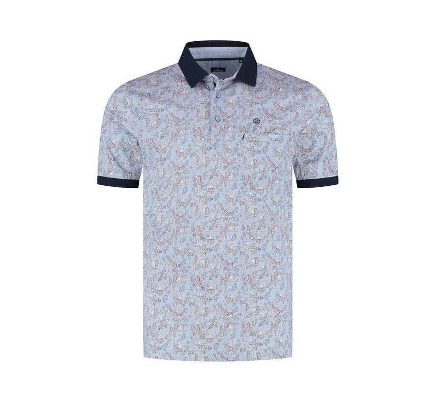 Fellows United Polo Paisley 3 Digital Print Mid Blue (61.3630 - 116)