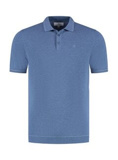 Fellows United Fellows United Polo Premium Contrast Jaquard Dots Mid Blue (61.3660 - 115)