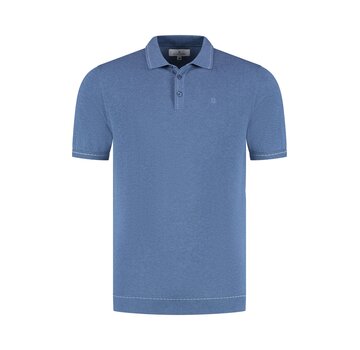 Fellows United Fellows United Polo Premium Contrast Jaquard Dots Mid Blue (61.3660 - 115)