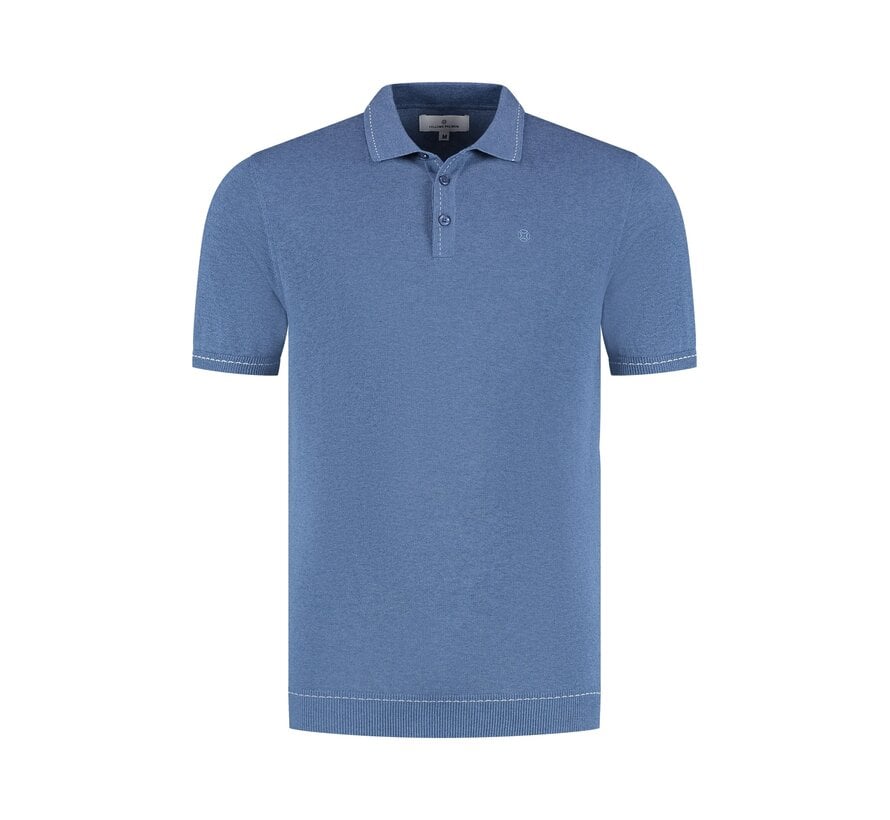 Fellows United Polo Premium Contrast Jaquard Dots Mid Blue (61.3660 - 115)