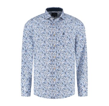 Fellows United Fellows United Overhemd Lange Mouw Mini Flowers Mid Blue (61.6528 - 116)