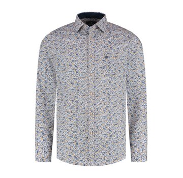 Fellows United Fellows United Overhemd Lange Mouw Flowers Mid Blue (61.6550 - 116)