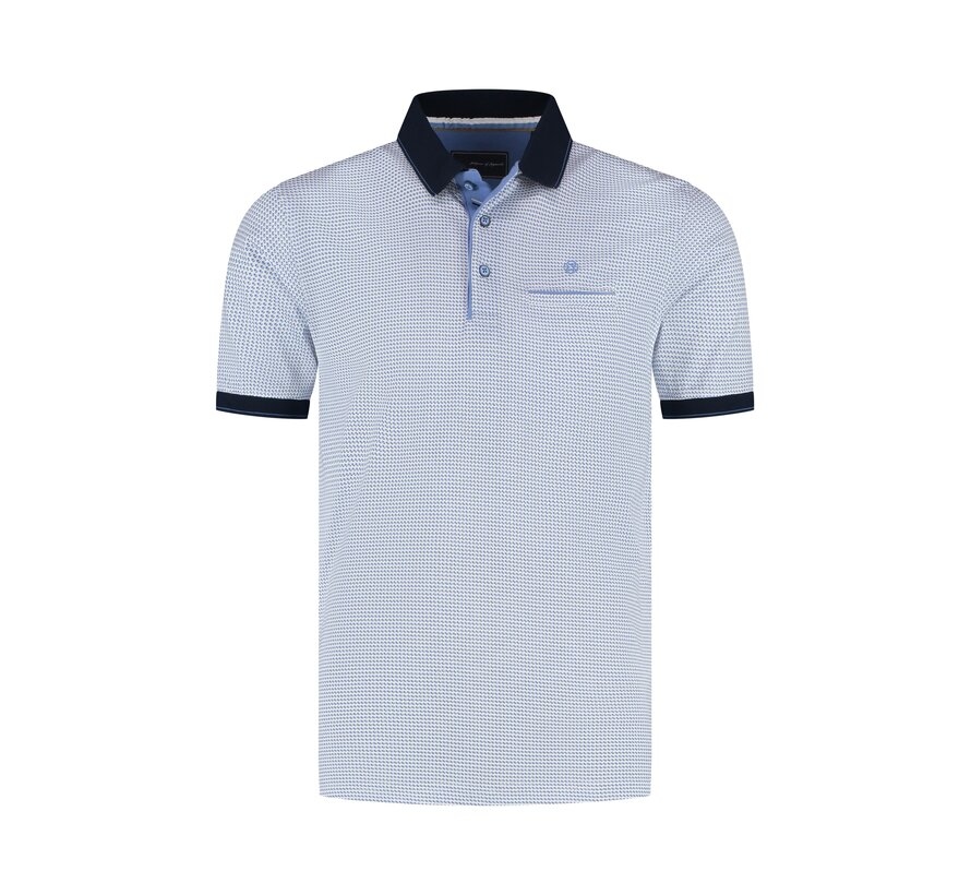 Fellows United Polo Tile All Over Print Mid Blue (61.3624 - 116)