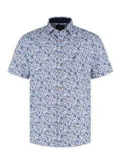 Fellows United Fellows United Korte Mouw Overhemd Mini Flower Mid Blue (61.6628 - 116)