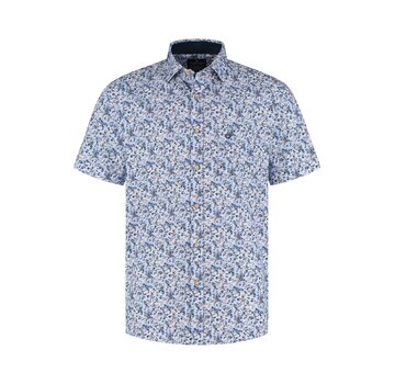 Fellows United Fellows United Korte Mouw Overhemd Mini Flower Mid Blue (61.6628 - 116)