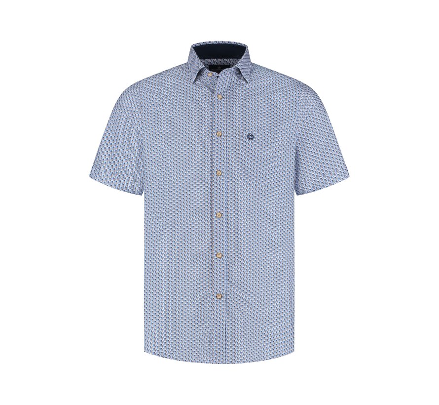 Fellows United Korte Mouw Overhemd Birds Mid blue (61.6633 - 116)