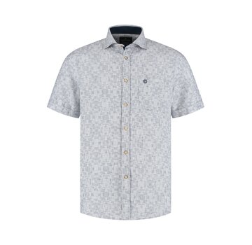 Fellows United Fellows United Korte Mouw Overhemd August Linen Navy (61.6634 - 110)