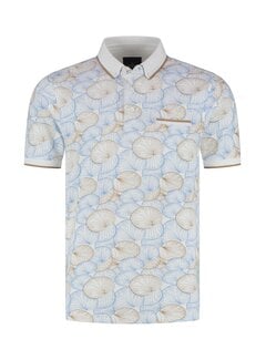 Fellows United Fellows United Polo Lotus Leaf Print Mid Blue (61.3642 - 116)