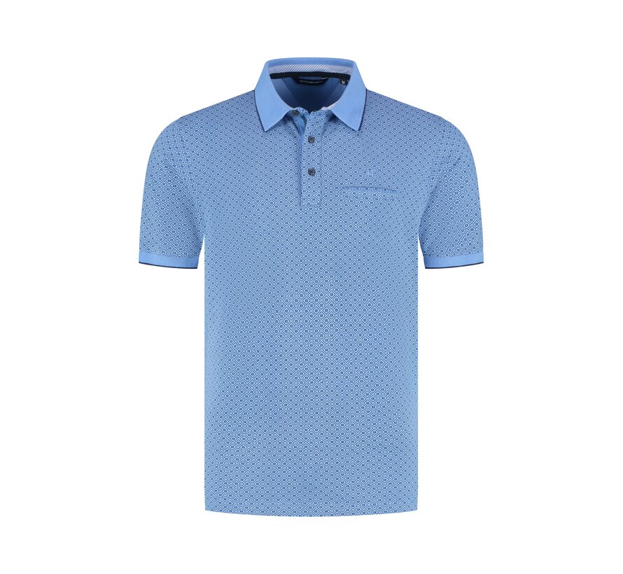 Fellows United Polo Square 2 Rotary Print Mid Blue (61.3605 - 116)