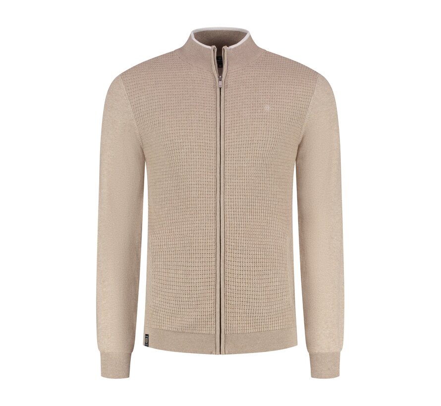 Fellows United Vest Cardigan Structure And Plated Front Beige (61.1106 - 146)