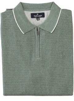 Fellows United Fellows United Pullover Lange Mouw Half Zip Structure Plated Fond Green (61.1105 - 173)