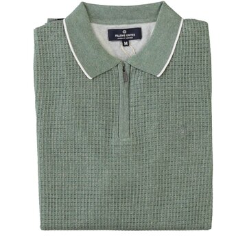 Fellows United Fellows United Pullover Lange Mouw Half Zip Structure Plated Fond Green (61.1105 - 173)