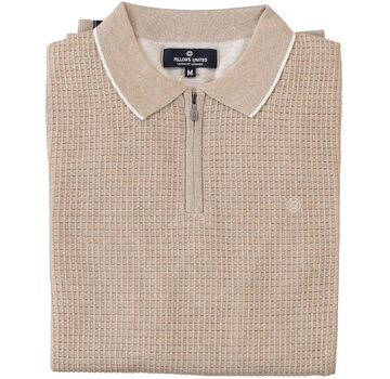 Fellows United Fellows United Pullover Lange Mouw Half Zip Structure Plated Fond Beige (61.1105 - 146)