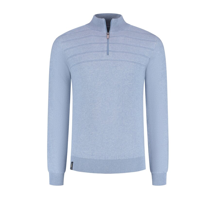 Fellows United Pullover Half Zip Plated Structure Mid Blue (61.1103 - 116)