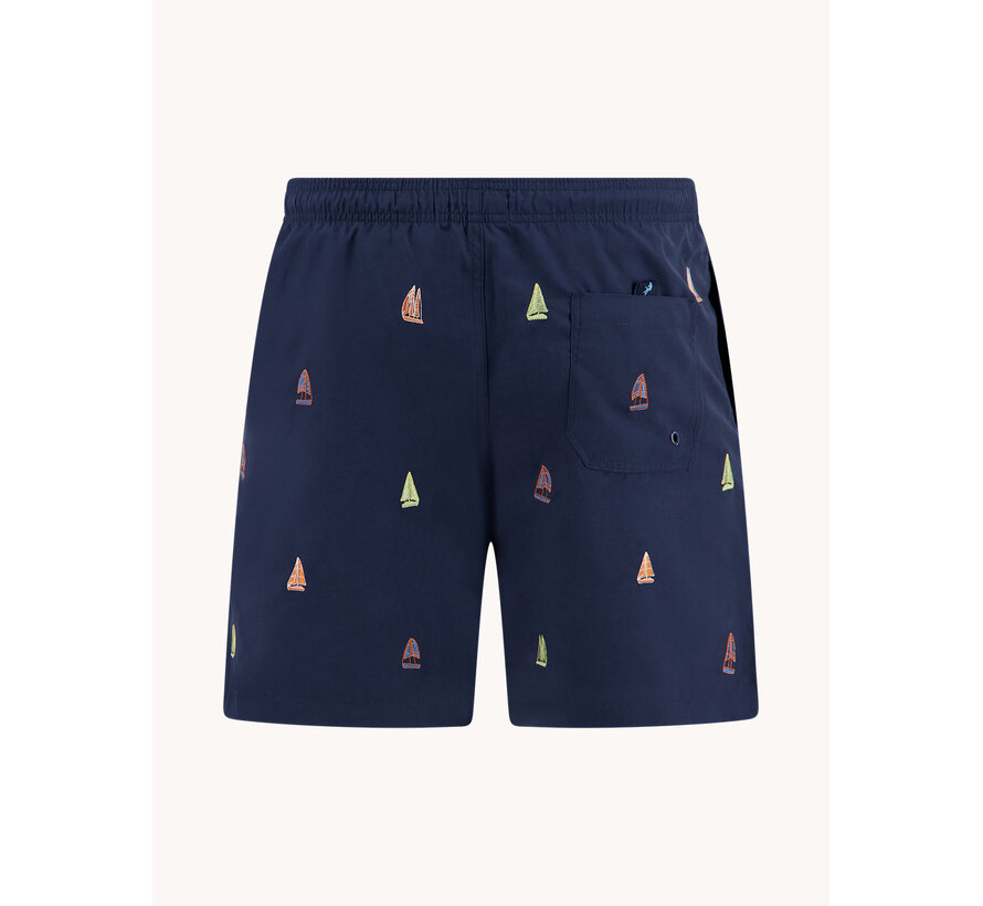 A Fish Named Fred Zwemshort Sailing Boats Embroidery Navy (33.259 - 604)