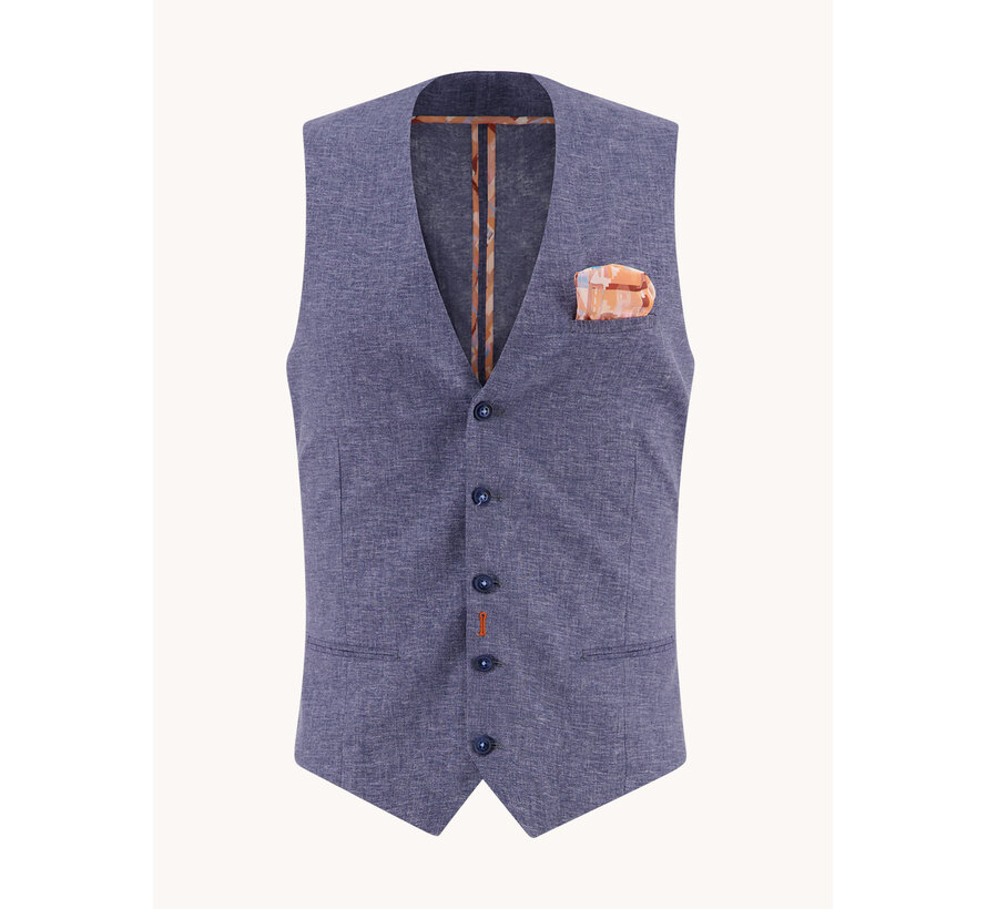A Fish Named Fred Gilet Linen Navy (33.136 - 604)