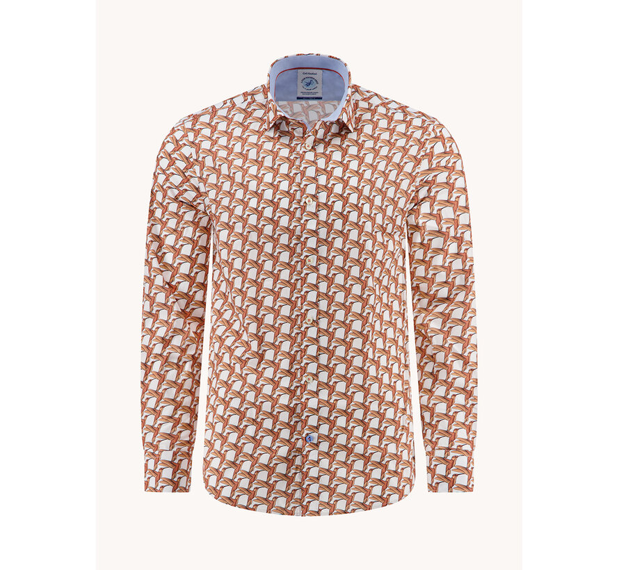 A Fish Named Fred Overhemd Geometric Birds Orange (33.005 - 450)