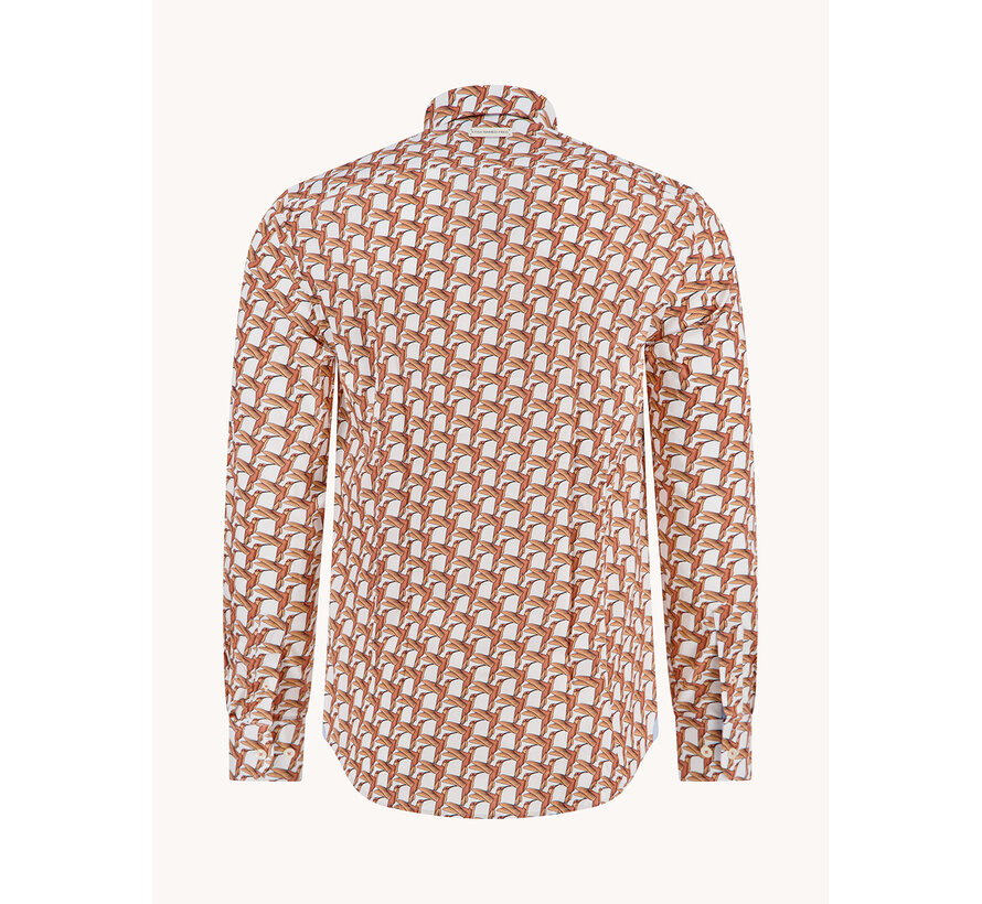 A Fish Named Fred Overhemd Geometric Birds Orange (33.005 - 450)